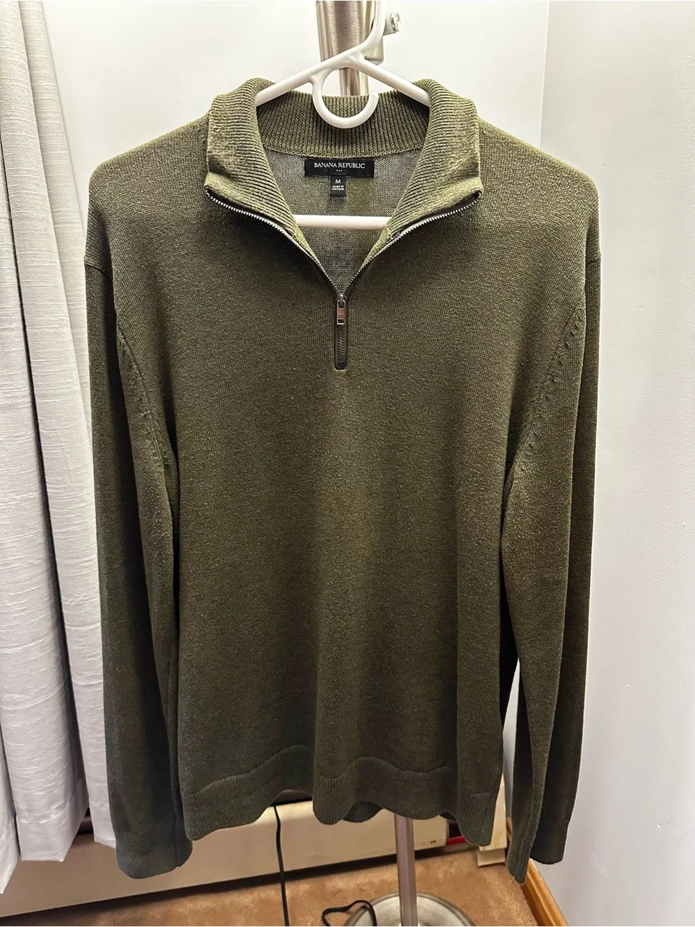 Men's Olive Quarter-Zip Sweater